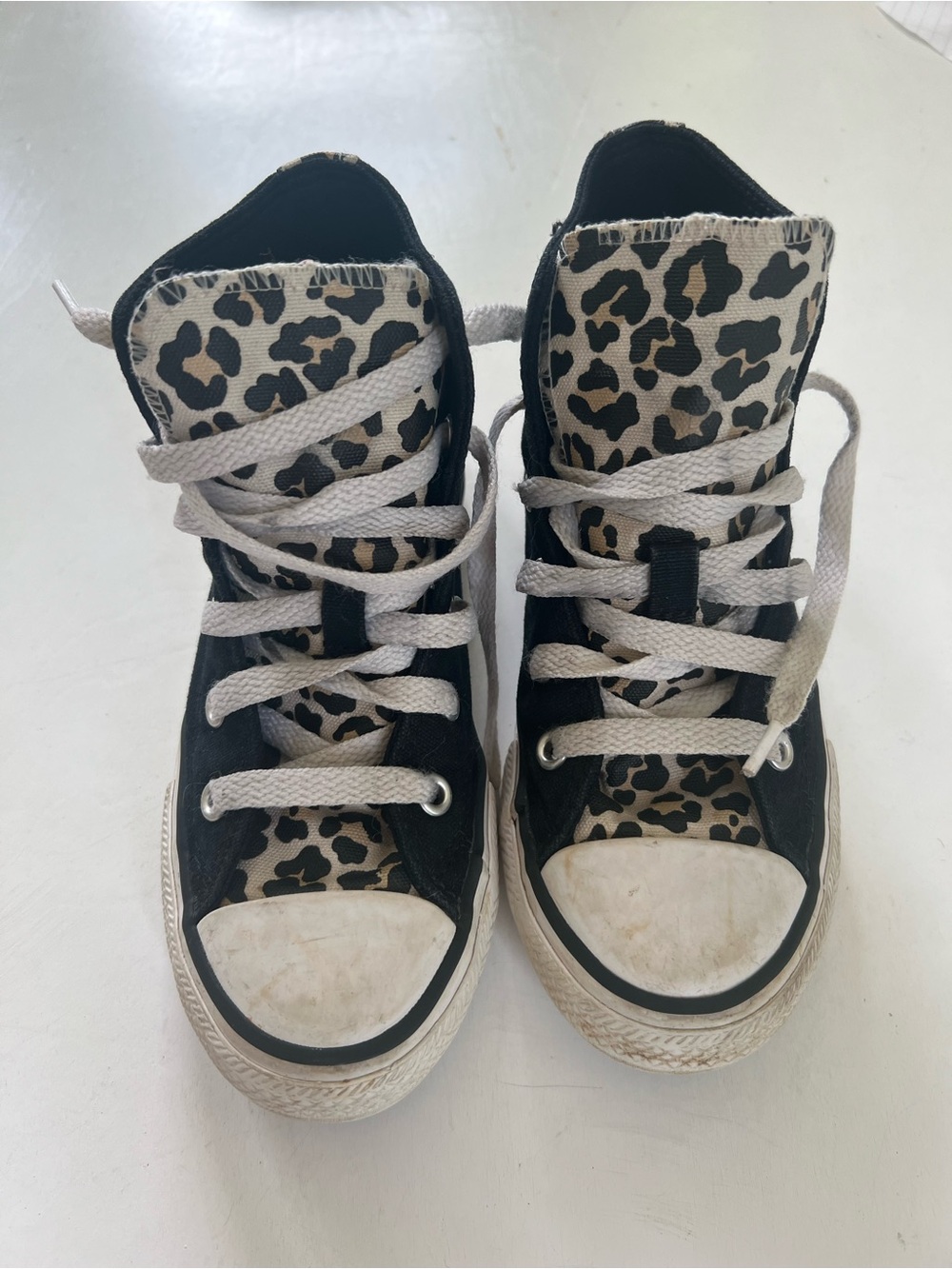 Leopard Print High Top Converse Sneakers - Black